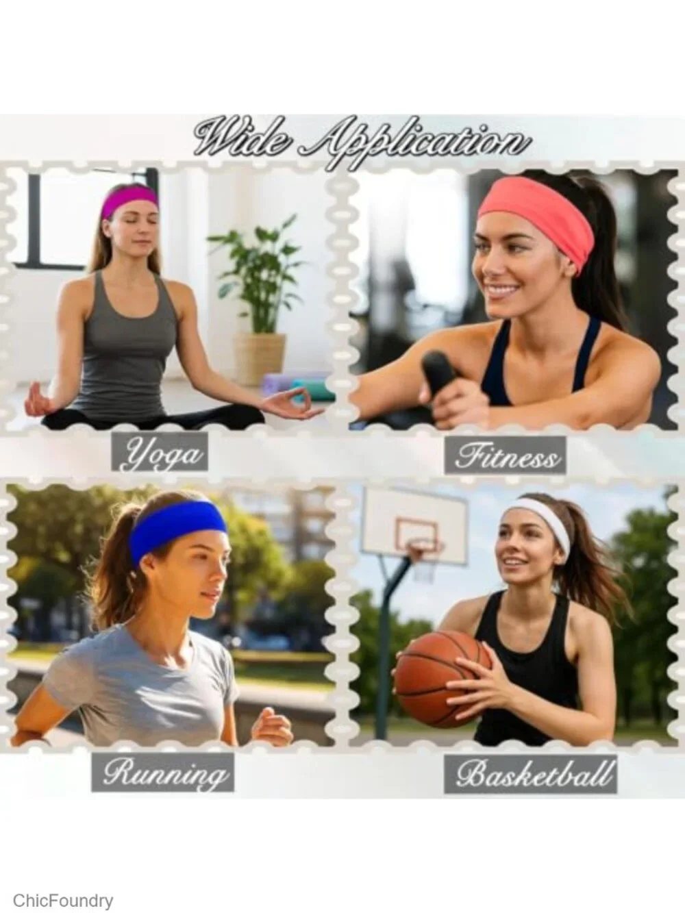 Non Slip Hair Headbands for Women - 25 Pack Multicolor Knit Elastic Bands